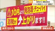 10月1日に酒税法改正・税率変更　ビール↓　発泡酒・チューハイ↑　買いだめする客も　山形