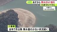 2013年7月以来…四日市市などに水を供給する「三重用水」31日から節水対策を強化 合計貯水率が平年の半分程に