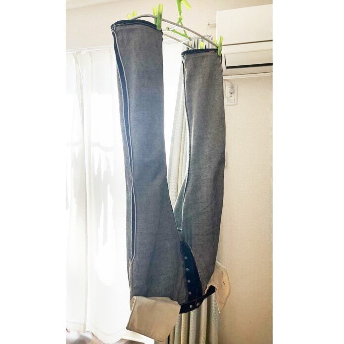 腰部分を下にして干すと乾きやすい（特集班撮影）