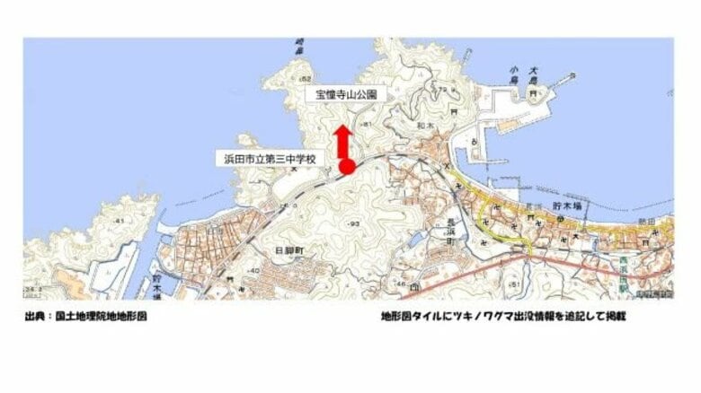 【クマ目撃情報】浜田市の中学校近くで体長1メートルのツキノワグマ…市と警察がパトロール（島根）｜FNNプライムオンライン
