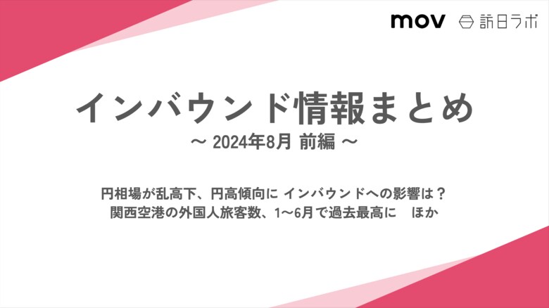 関西空港の外国人旅客数、1~6月で過去最高に:観光・インバウンドの最新動向がわかる!インバウンド情報まとめ「2024年8月前編」を訪日ラボが公開