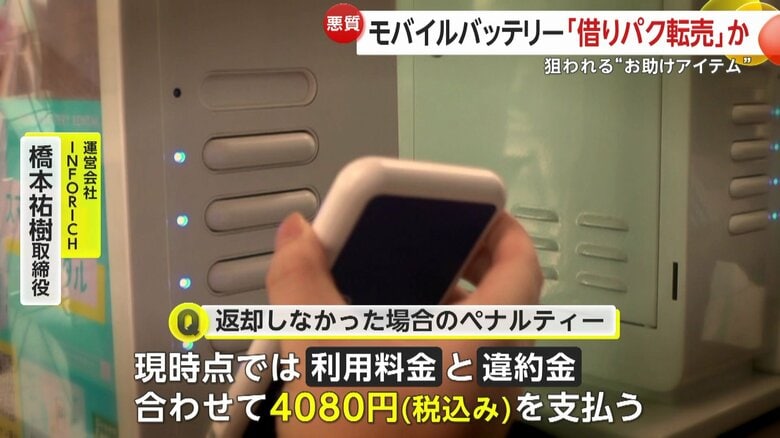 返却しない場合は利用料金と違約金4080円を支払うことになっている