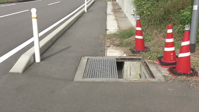 福島市飯野町の被害現場　普段は人が転落しないように対策している