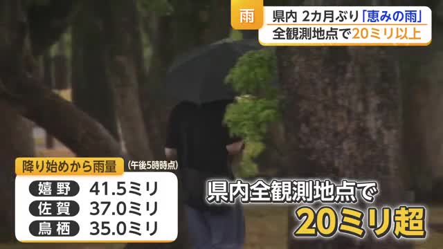 少雨続きの佐賀に“まとまった雨” 嬉野41.5ミリ 県内全域で20ミリ超【佐賀県】