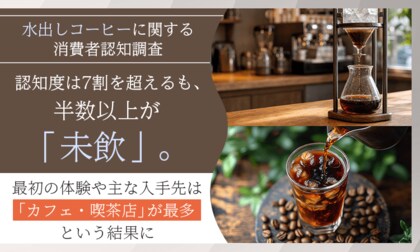 【水出しコーヒーに関する消費者認知調査】認知度は7割を超えるも、半数以上が「未飲」。最初の体験や主な入手先は「カフェ・喫茶店」が最多という結果に