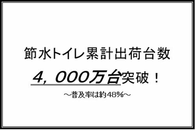 節水トイレの累計出荷台数4,000万台を突破!!