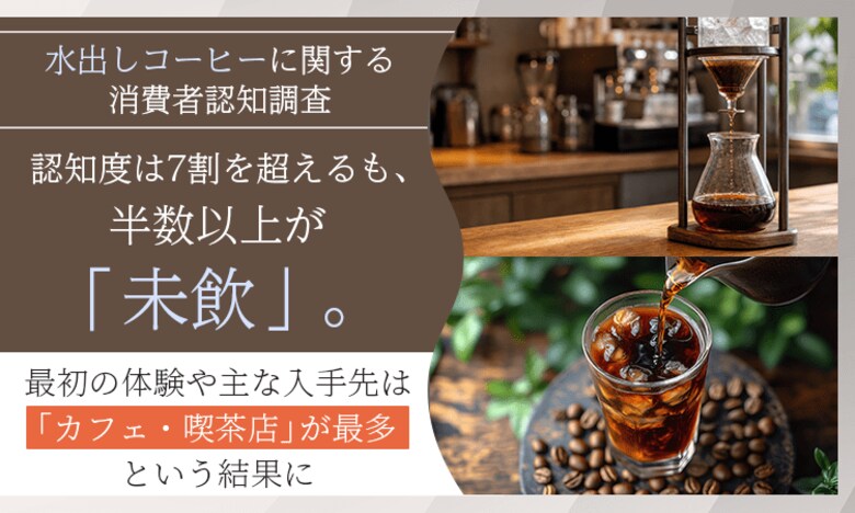 【水出しコーヒーに関する消費者認知調査】認知度は7割を超えるも、半数以上が「未飲」。最初の体験や主な入手先は「カフェ・喫茶店」が最多という結果に