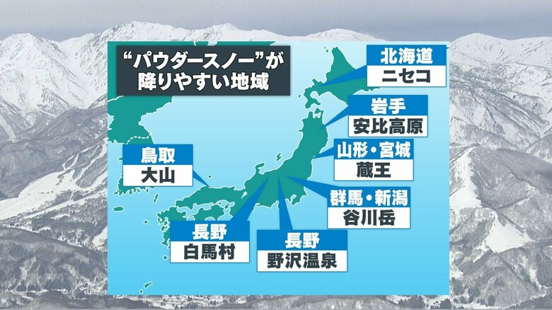 “パウダースノー”が降りやすい地域