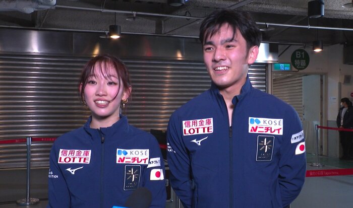 公式練習インタビューに応じてくれた岸本彩良・田村篤彦組