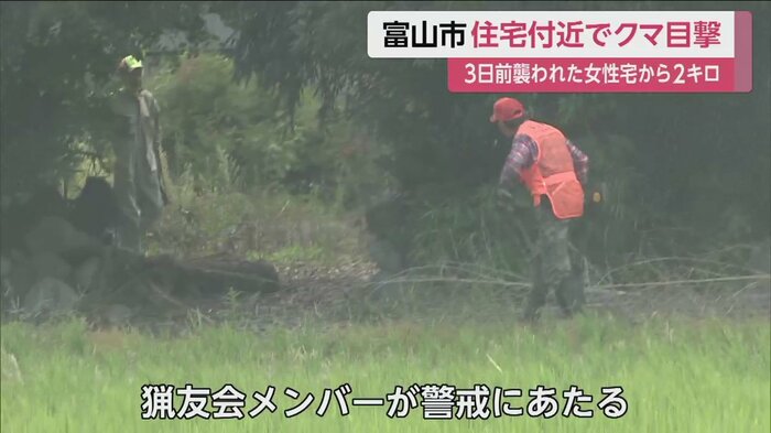 住宅の周りには茂みがあり、クマはそこに潜んでいると見られる