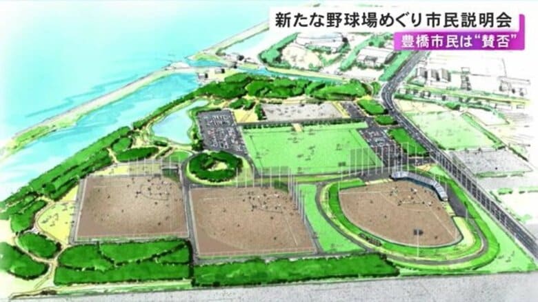 賛否両論上がる…豊橋市の新アリーナ計画に伴う“新野球場”の建設巡って市民説明会 津波の避難困難地域に立地｜FNNプライムオンライン