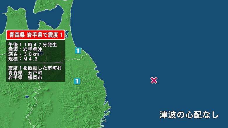 青森県で最大震度1の地震　青森県・五戸町、岩手県・盛岡市｜FNNプライムオンライン
