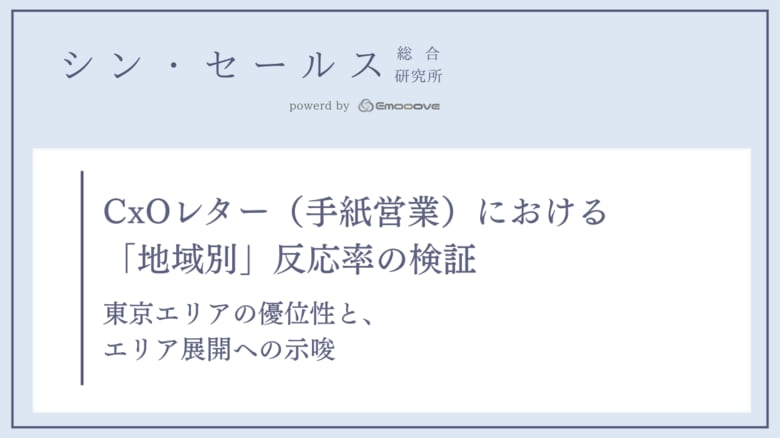 CxOレター（手紙営業）の反応率は「東京都」が突出して高い？シン・セールス総合研究所が「地域別反応率」の検証データを公開