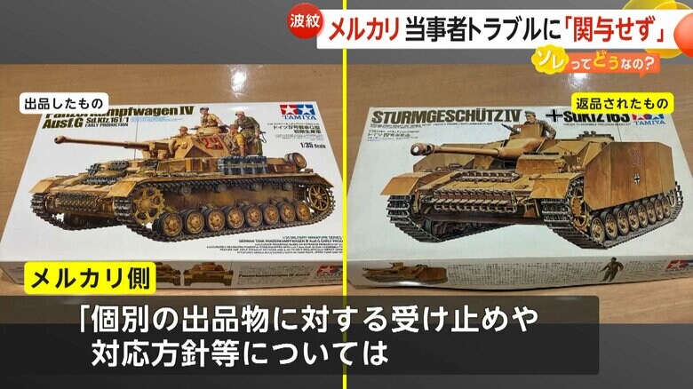 Aさんが発送した商品と、返品された全く別物のプラモデル