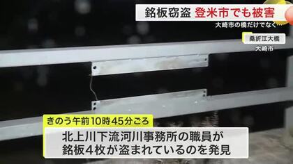 橋の名前が書かれた銘板が盗まれる　登米市でも被害確認　橋の銘板盗難さらに拡大〈宮城〉