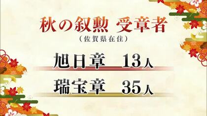 秋の叙勲受章者　県内からは48人【佐賀県】