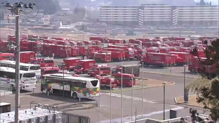 機能別に消防車両が待機