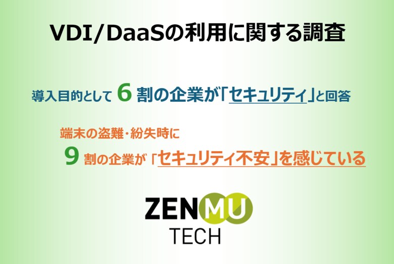 VDI/DaaS利用に関する調査結果 「9割が端末の盗難・紛失時のセキュリティに不安」