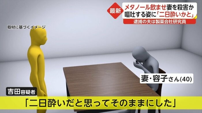死亡前日の朝、部屋で嘔吐する妻の姿を目撃