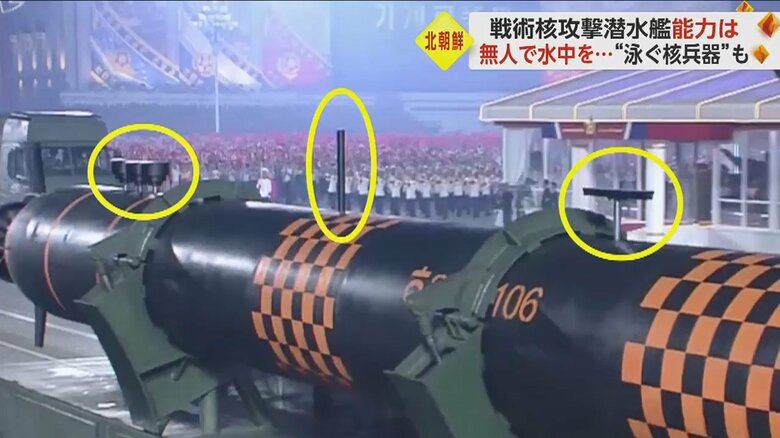 ヘイルの上に立っている円や棒状のモノ(※黄色印)