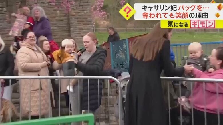 赤ちゃんが落としたバッグを、母親がキャッチする様子④