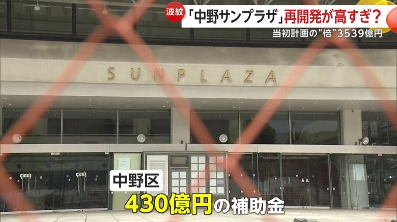 中野区は当初、430億円の補助金を投じる予定だった