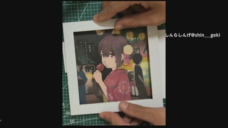 写真立てにイラストをはめる