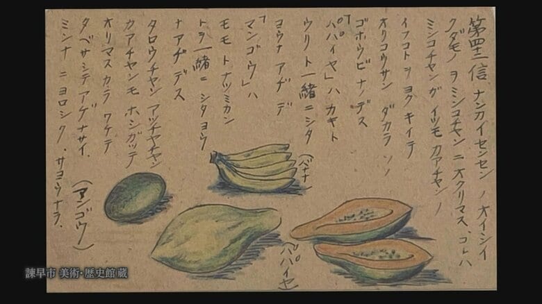 果物の絵が添えられた手紙