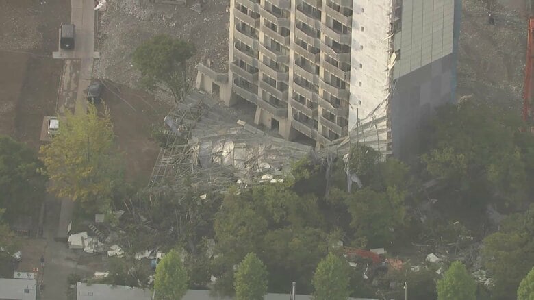 足場が崩れた茨城・つくば市の解体現場