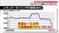 ガソリン価格163.3円　補助金の影響でさらに値下がり　一方で灯油は前週より高く　大分