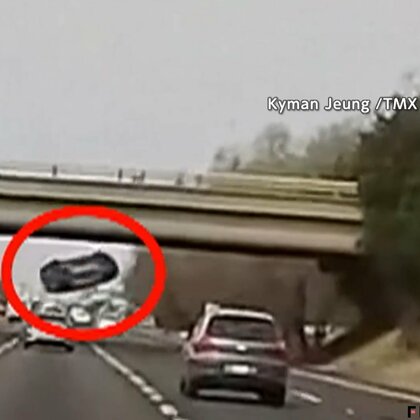高速道路に“車が降ってくる”衝撃の瞬間…陸橋から落下しそのまま中央分離帯に激突　カリフォルニア州　台湾ではガードレール突き破り車が崖下200メートルへ転落