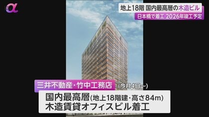 山さん様製作依頼　5月中旬頃着手予定　ビル建設現場 日本一“木造高層ビル”着工 地上18階・2026年完成予定 木材使用は「日本