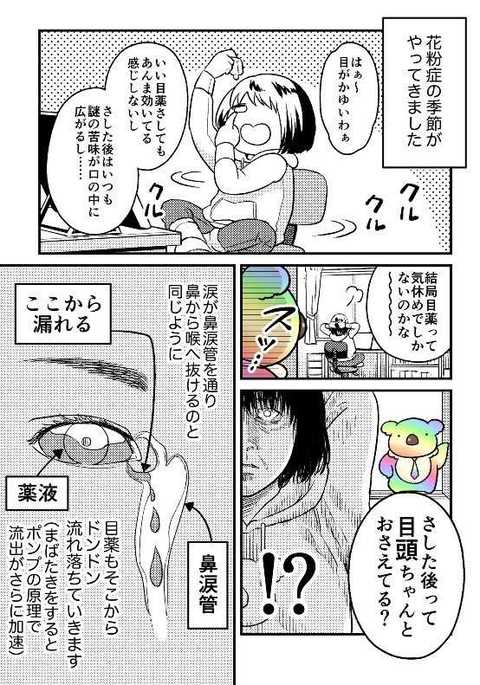 花粉症対策に朗報 正しい目薬のさし方 漫画に目からウロコ