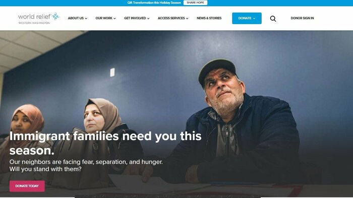 人道団体「ワールド・リリーフ」のウェブサイト