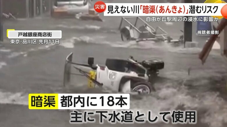 18本あり、主に下水道として使われているという都内の暗渠