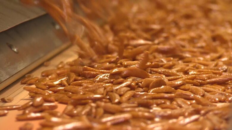 つやつやの柿の種の完成