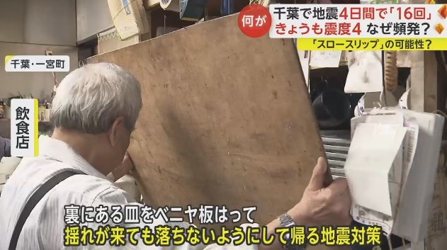 食器はベニヤ板を張って落下防止