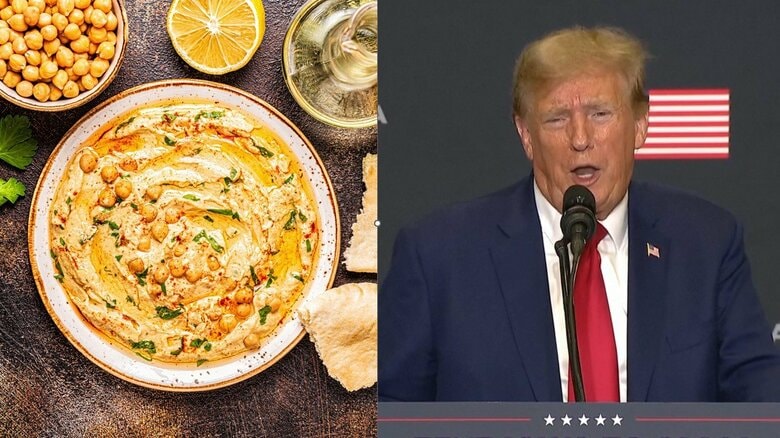 左が料理の「フムス」。「ハマス」を「ホンムス（フムス）」と発音し、格好の笑いの種に……。