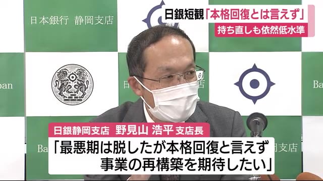静岡・日銀短観「本格回復とはいえない」 売り上げは1割減と予想