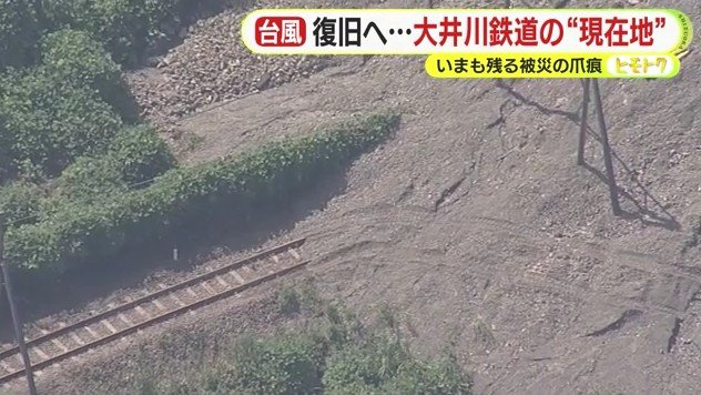 土砂が流れ込んだ大井川鉄道（2022年9月）