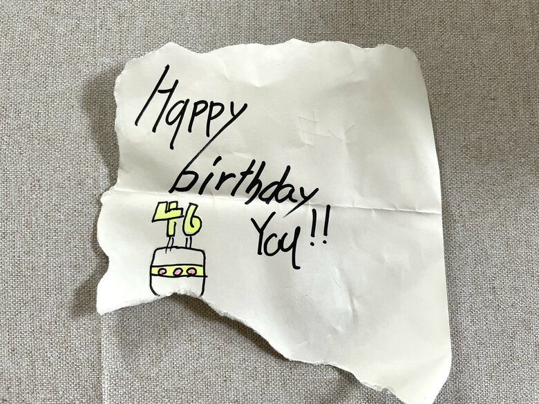 開くと、46歳の誕生日をお祝いするメッセージが（提供：うにさん）