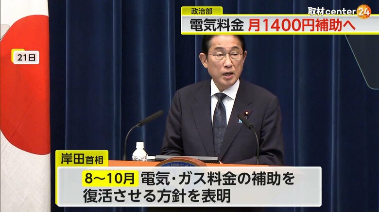 電気・ガス料金の補助を復活させる方針を表明した岸田首相