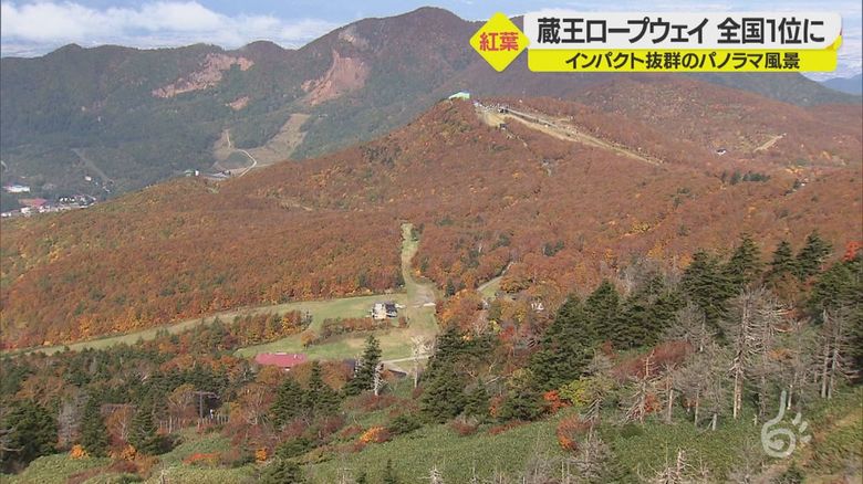 蔵王ロープウェイの紅葉「遊べる絶景紅葉ランキング」で全国1位
