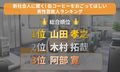 新社会人に聞く!缶コーヒーをおごってほしい男性芸能人ランキング 第1位 山田 孝之さん / 言われたいセリフ「おつかれさん」