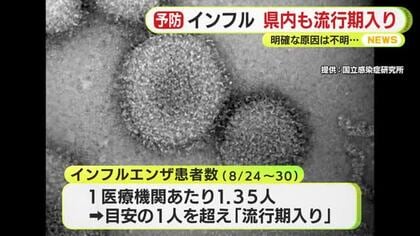 インフルエンザ　静岡県内も流行期入り 8月の流行期入りは3例目で過去3番目の早さ