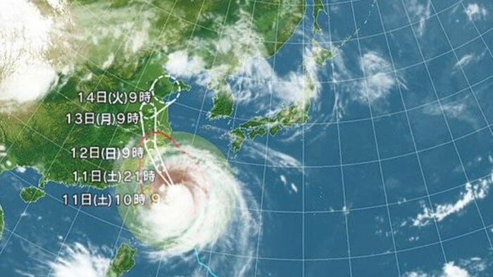 台風9号の進路予想図　日本気象協会より