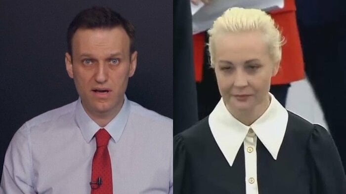 死去したナワリヌイ氏と妻ユリアさん