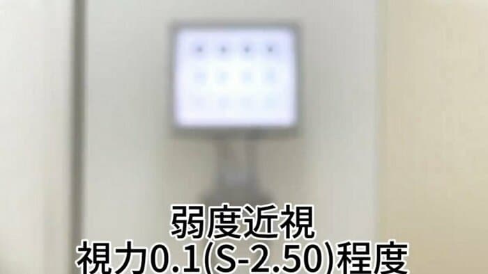 視力0.1の見え方 ランドルト環なのかすら分からないほどぼやけている(提供:坂田頼彦店主)
