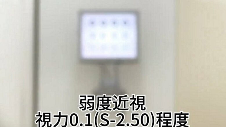 視力0.1の見え方　ランドルト環なのかすら分からないほどぼやけている（提供：坂田頼彦店主）