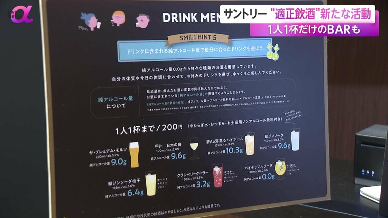 1人1杯までで自分に合ったドリンクを選べる